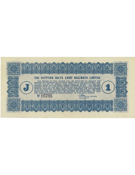 THE EGYPTIAN DELTA LIGHT RAILWAYS LTD - COUPON 1904