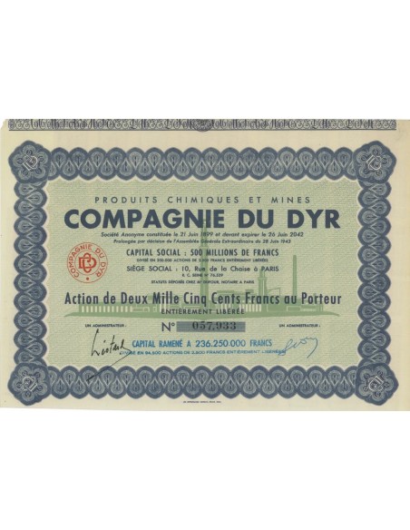 PRODUITS CHIMIQUES ET MINES CIMP. DU DYR - 1 AZIONE 1943