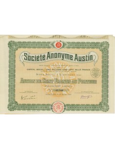 SOC. ANONYME AUSTIN - 1 AZIONE DI 100 FRANCHI - 1923