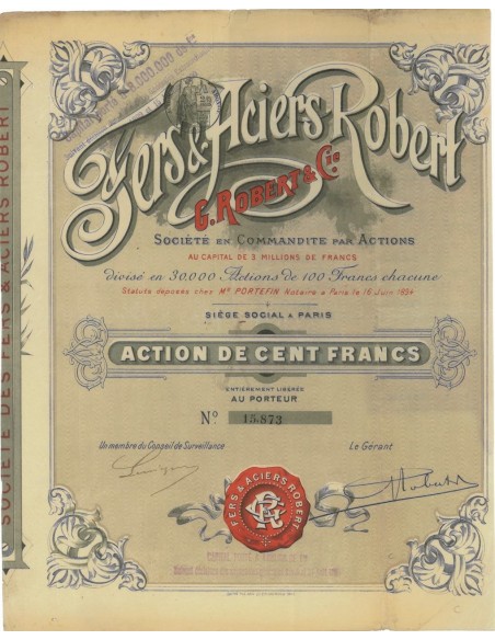 SOC. DE FERS AE ACIERS ROBERT - 1 AZIONE - 1894