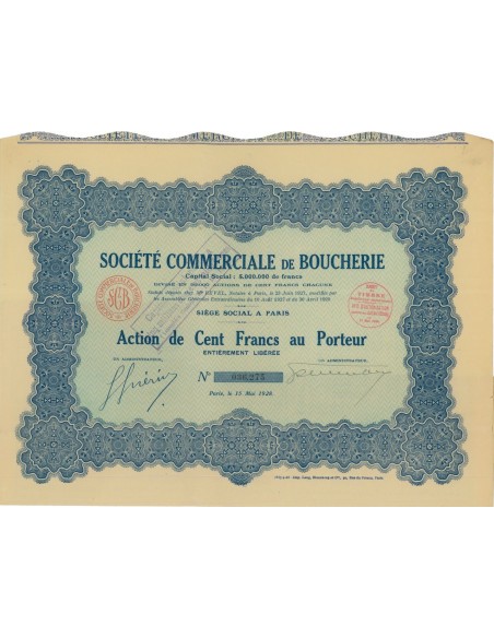 SOC. COMMERCIALE DE BOUCHERIE - 1 AZIONE - 1928
