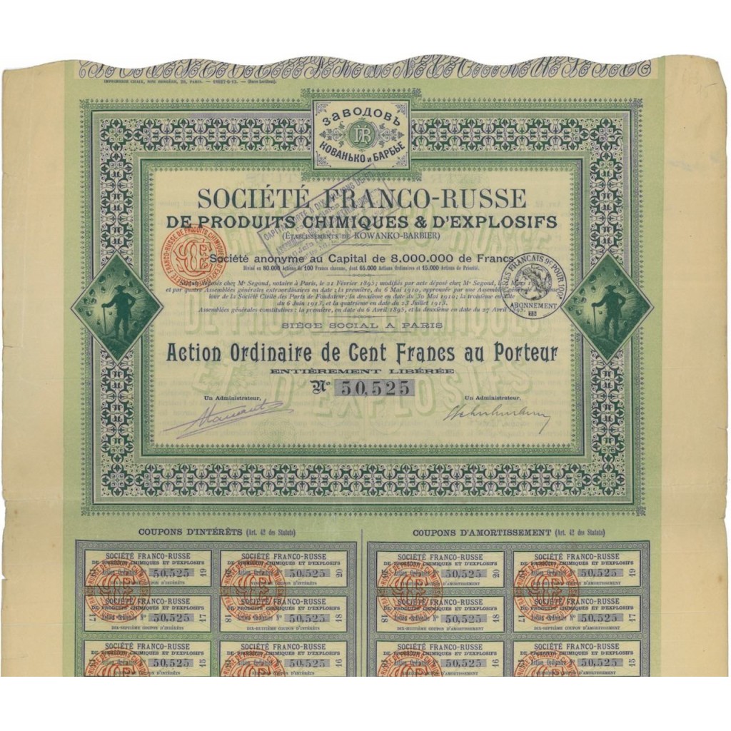 SOC. FRANCO-RUSSIE DE PROD. CHIMIQUES ED'EXPLOSIFS - AZIONE 1895