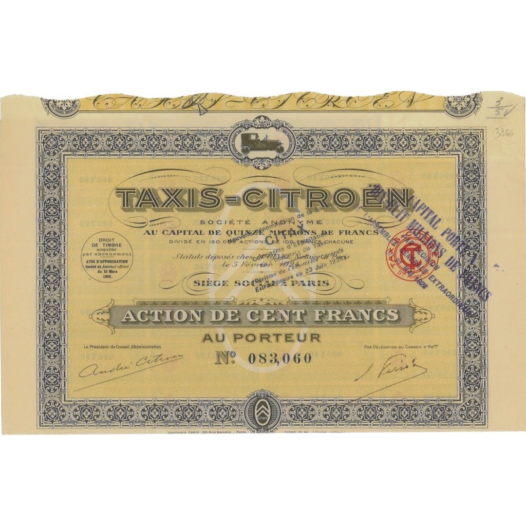 TAXIS-CITROEN - 1 AZIONE 1924