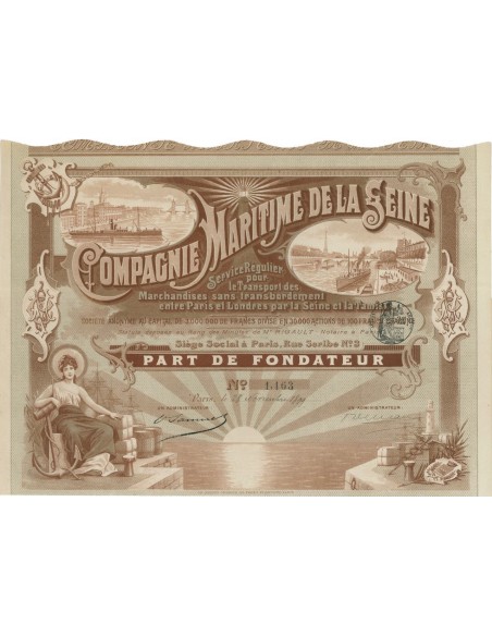COMPAGNIE MARITIME DE LA SEINE - PARTE DI AZIONE - 1899