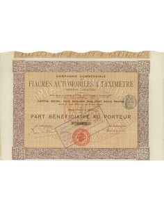 COMP. FIACRES AUTOMOBILES A TAXIMETRE PARTE DI AZIONE - 1907