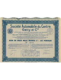 SOC. AUTOMOBILR DU CENTRE GATTY ET CIE. BUONO 1000 FRANCHI 1942