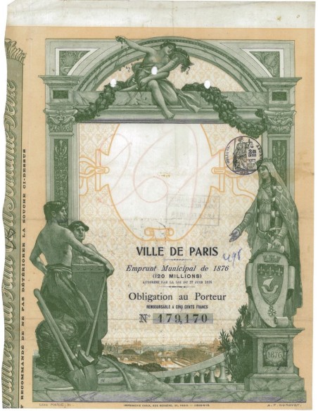 VILLE DE PARIS - 1 OBBLIGAZIONE - 1876