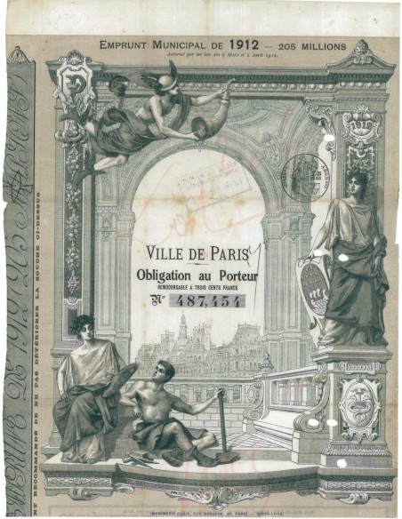 VILLE DE PARIS - 1 OBBLIGAZIONE - 1912