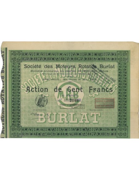 SOC. DES MOTEURS ROTATIFS BURLAT - 1 AZIONE - 1913