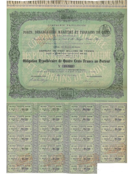 COMP. PRIVILEGIEE DES PORTS DEBARCADERE MARITIME - 1 OBBLIG. 1869