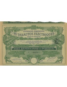 COMP. PARISIENNE DES TAXAUTOS ELECTRIQUES - PARTE DI AZIONE 1907