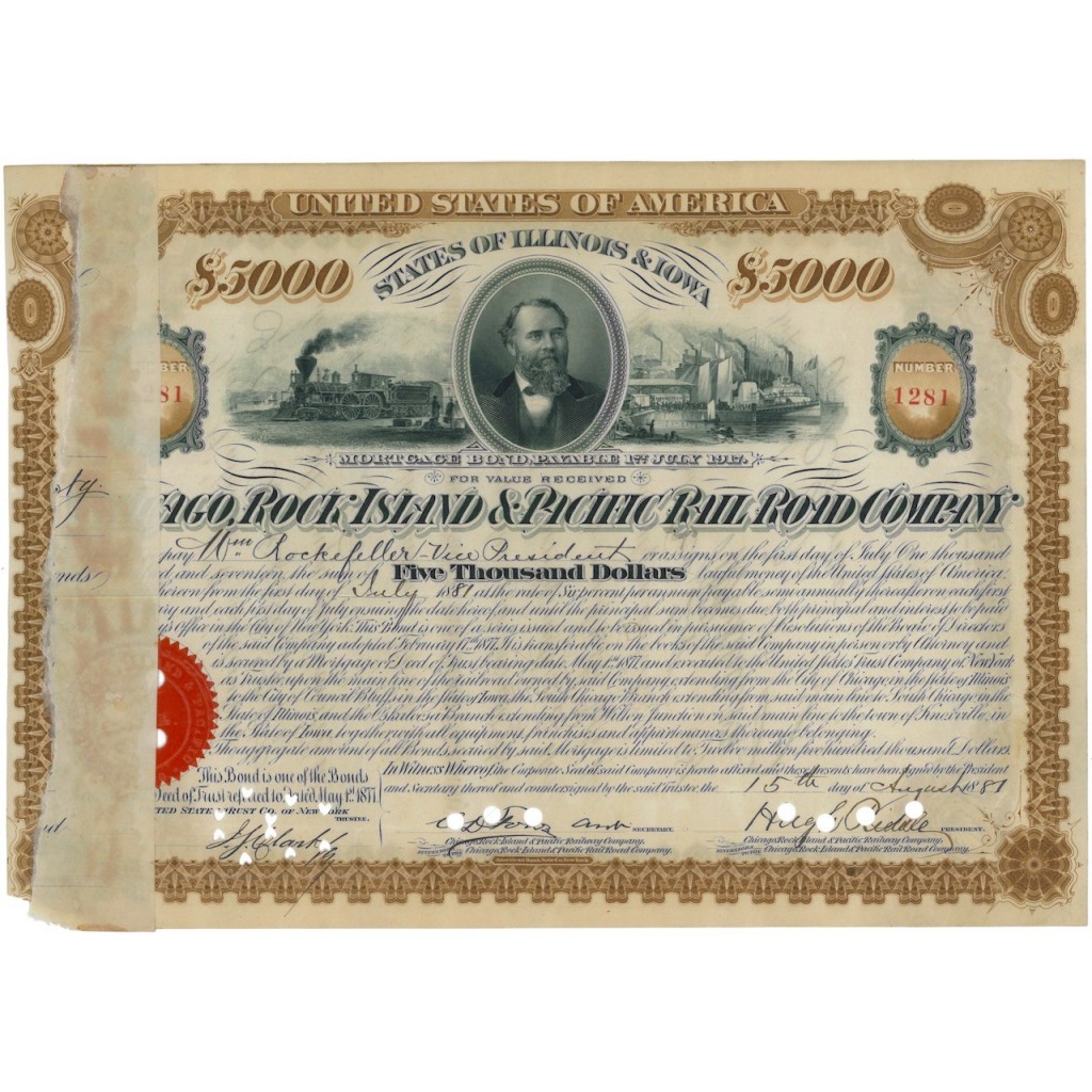 CHICAGO ROCK ISLAND AND PACIFIC RAILROAD COMP. - FIRMA W. ROCKEFELLER