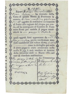 MONTE DI PRESTANZA DEL MONTE DI PIETA' DI LIPARI - 1838