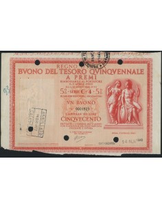 BUONO DEL TESORO QUINQUENNALE - SERIE C4 ROMA 1945