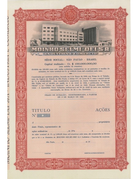 MOINHO SELMI-DEI S/A - AZIONI - 1950