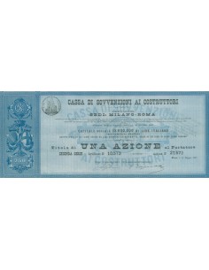 CASSA DI SOVVENZIONE AI COSTRUTTORI UNA AZIONE MILANO 1887