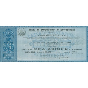 CASSA DI SOVVENZIONE AI COSTRUTTORI UNA AZIONE MILANO 1887