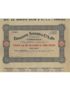 ERNESTO OLER E C.IA L.DA - 50 AZIONI - CORDOBA - 1925
