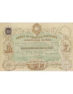 BANCA DI PRESTITO POPOLARE MINERVINO MURGE - 2 AZIONI 1885