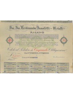 SOC. AN.FERDINANDO ZANOLETTI METALLI - 500 OBBLIG. 1922