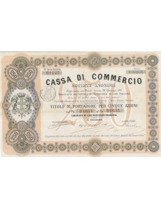 CASSA DI COMMERCIO - 5 AZIONI GENOVA 1872