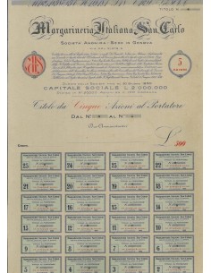 MARGARINERIA ITALIANA SAN CARLO - 5 AZIONI - 1926