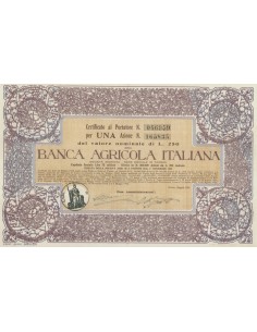 BANCA AGRICOLA ITALIANA - UNA AZIONE TORINO 1923