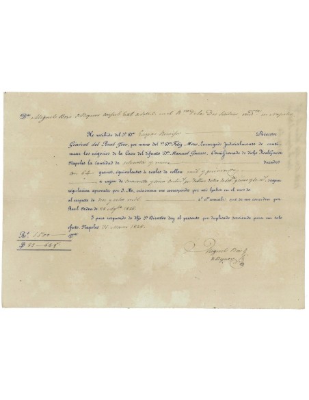 DIRETTORE GEN. REAL GIRO CONSOLE SPAGNOLO - NAPOLI 1828