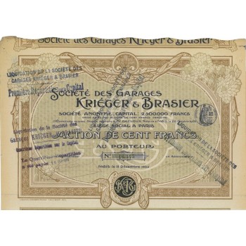 SOC. DES GARAGES KRIEGER E BRASIER 1 AZIONE - 1905