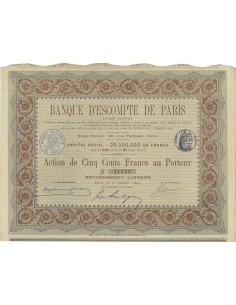 BANQUE D'ESCOMPTE DE PARIS - 1 AZIONE - 1892 2