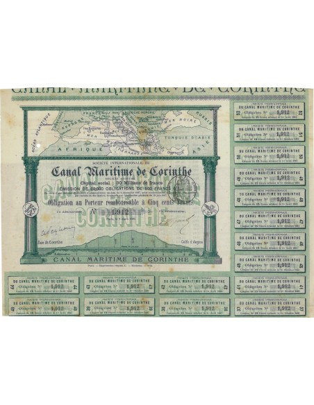 SOC. INT. DU CANAL MARITIME DE CORINTHE - 1 OBBLIG. 1888