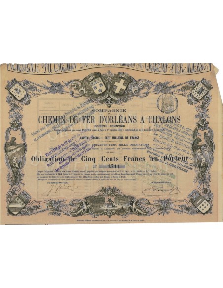 COMP. DU CHEMIN DE FER D'ORLEANS A CHALONS - 1 OBBLIG. 1870