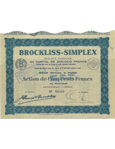 BROCKLISS-SIMPLEX - 1 AZIONE 1935