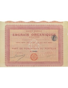 SOC.GEN. DES ENGRAIS ORGANIQUES - 1 AZIONE DI FONDAZ. 1907