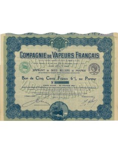 COMP. DE VAPEURS FRANCAIS - 1 BUONO DI 500 FRANCHI - 1919