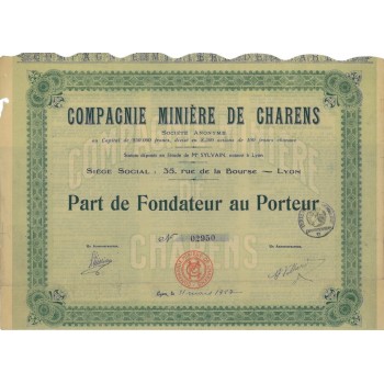 COMP. MINIERE DE CHARENS - AZIONE DI FONDAZIONE 1927