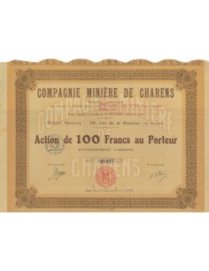 COMP. MINIERE DE CHARENS - AZIONE DI 100 FRANCHI 1927