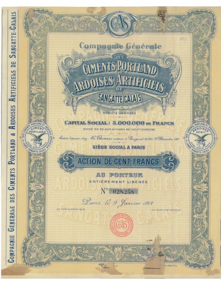 COMP. GEN. CIMENTS PORTLAND ARDOISES ET ARTIFICIELS DE SANGATTE