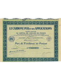 LE CARBONE PUR ET SES APPLICATIONS - 1 AZIONE - 1929