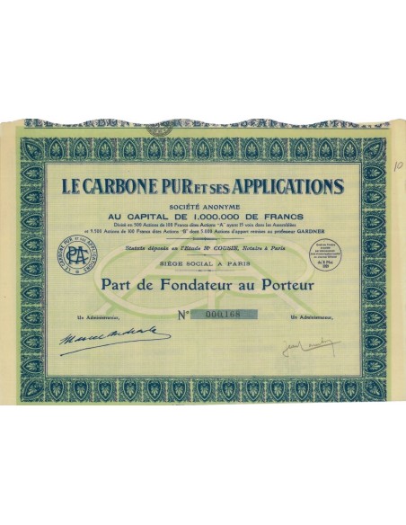 LE CARBONE PUR ET SES APPLICATIONS - 1 AZIONE - 1929
