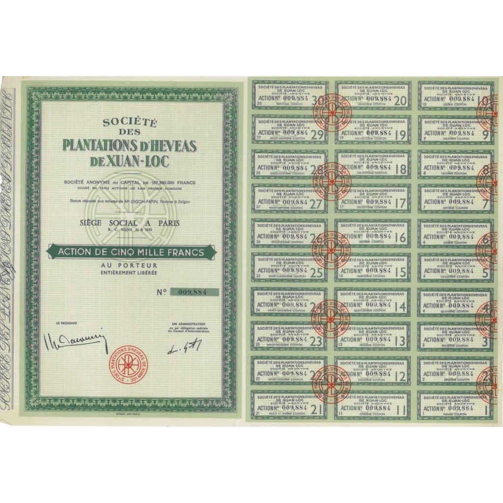 SOC. DES PLANTATIONS D'HEVEAS DE XUAN-LOC 1 AZIONE