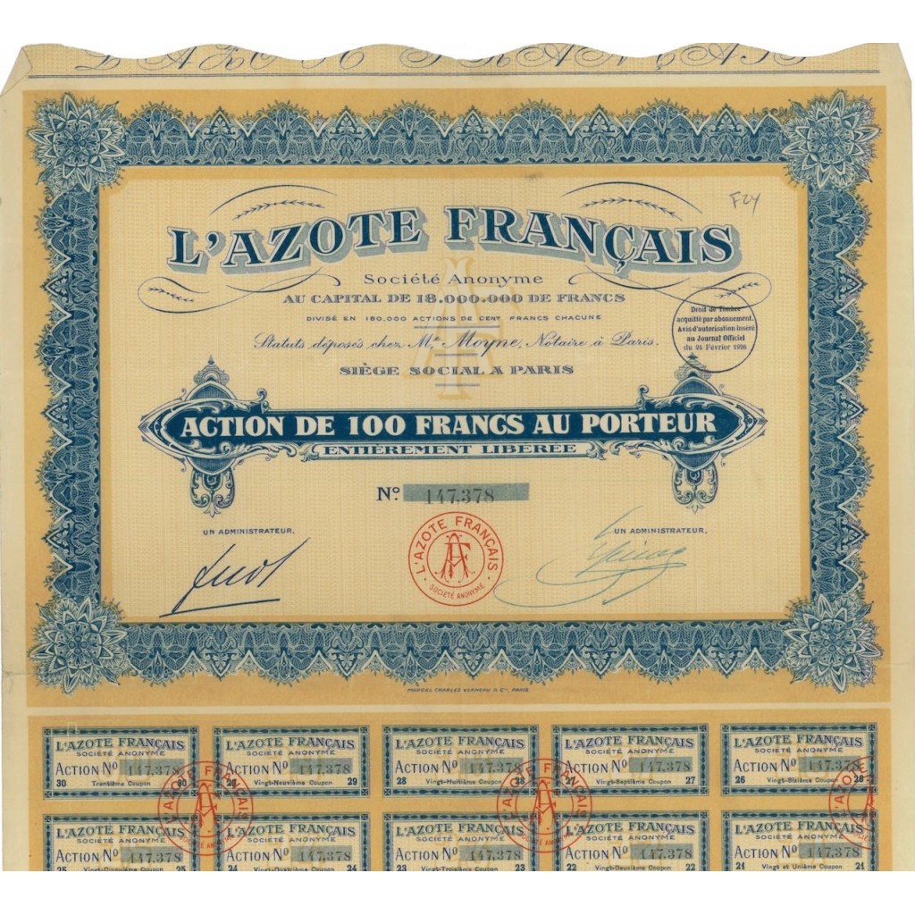 L'AZOTE FRANCAIS - 1 AZIONE - 1926