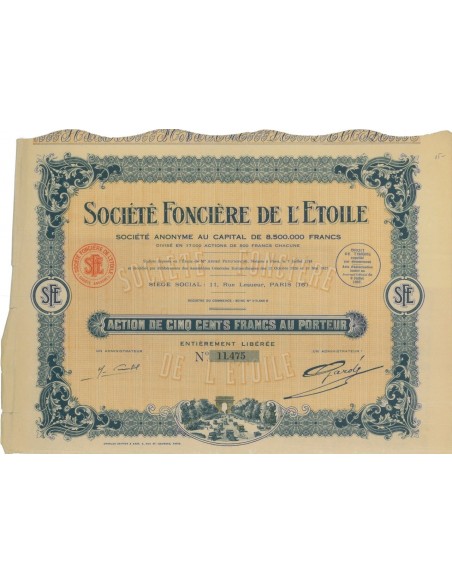 SOC. FONCIERE DE L'ETOILE - 1 AZIONE - 1927