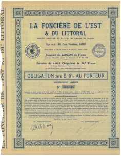 LA FONCIERE DE L'EST E DU LITTORAL - 1 OBBLIGAZ. 1931