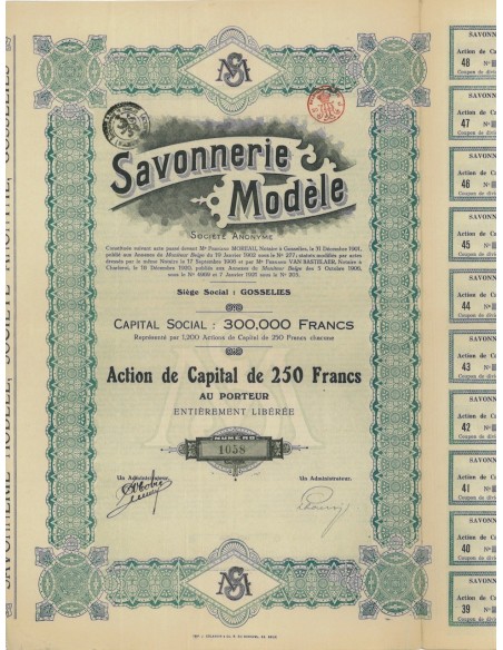 SAVONNERIE MODELE - 1 AZIONE - 1901