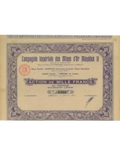 COMP. IMPERIALE DES MINES D'OR MENELICK II - 1 AZIONE - 1931