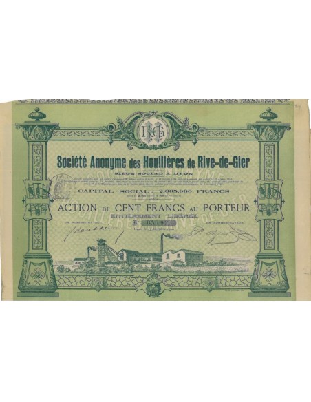 SOC. ANON. DES HOUILLERES DE RIVE-DE-GIER - 1 AZIONE 1904