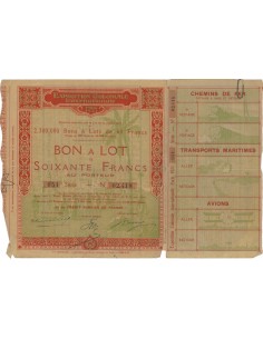EXPOSITION COLONIALE INTERNATIONALE - BUONO 60 FRANCHI - 1927