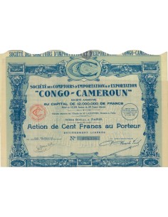 SOC. DES COMPTOIRS D'IMPORTATION CONGO-CAMEROUN" 1 AZIONE 1928"