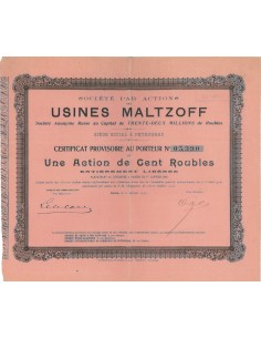 SOC. PAR ACTIONS DES USINES MALTZOFF - 1 AZIONE - 1917